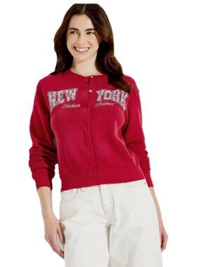 The Devil Wears Prada Women's New York Graphic Red Cardigan